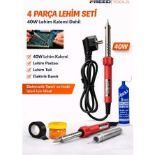 Freed Tools 4'lü Lehim Makinesı Seti 40W Havya Kalemi Tel Lehim Pastası Elektrik Bandı