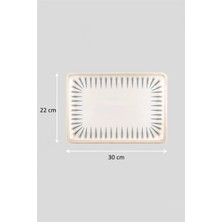 6'lı Flora Dikdörtgen Kayık Tabak 30X22.5CM Dijital Sierra Rinart