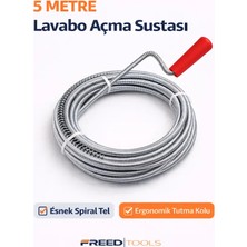 Freed Tools Tıkalı Banyo Lavabo Deliği Gider Boru Açıcı Aparat 5 Metre Susta