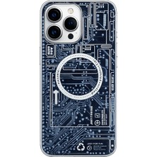 Akbix Accessory iPhone 13 Pro Max Uyumlu Desenli Gri Magsafeli Silikon Kılıf