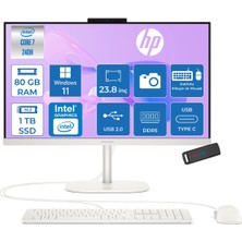 Hp Omnistudio 24-CU0015NT Intel Core 7 240H 5.2 Ghz 80GB Ddr5 1tb SSD Windows 11 Pro Dokunmatik 23.8" Fhd (1920 x 1080) 75HZ Wled IPS Beyaz All In One Bilgisayar HPD62KSEAP26+ Zetta Bellek