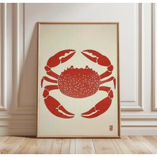 Ninastore Yengeç Posteri | Minimalist Kıyı Duvar Sanatı | Vintage Japon Tarzı Baskı | Kızıldeniz Yaşamı Sanat