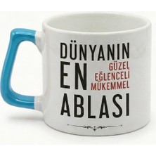 Desene Bak Ablaya Özel Dünyanın En Mükemmel Ablası Yazılı Baskılı Seramik Hediye Kupa Bardak