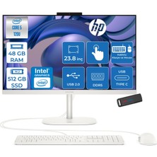 Hp Omnistudio 24-CU0017NT Intel Core 5 120U 5.0 Ghz 48GB Ddr5 512GB SSD Freedos Dokunmatik 23.8" Fhd (1920 x 1080) 75HZ Wled IPS Beyaz All In One Bilgisayar HPD62KVEAF17+ Zetta Bellek