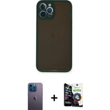 Pileli Store Pilelistore™ iPhone 12 Pro Max Kılıf Ahenk Çizgi Serisi - Şeffaf Temperli Cam Ekran Koruyucu + Neon Fosforlu Kamera Lens - Mı