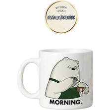 Desene Bak Morning Yazılı Baskılı Seramik Hediye Kupa Bardak Kişiye Özel Kişiselleştirilebilir