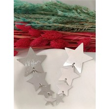 İpar Aksesuar Çoklu Yıldız Sarkıt Metal Silver Küpe
