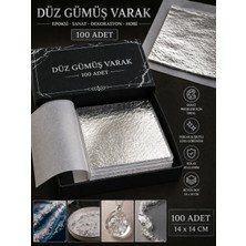 Stonechem 100 Adet Düz Gümüş Yaprak 14 x 14 cm - Epoksi,sanat ve Dekorasyon Çalışmalarınız Için