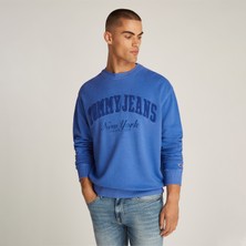 Tommy Hilfiger Tommy Jeans Rlx Vintage Varsity Crew Erkek Mavi Sweatshirt