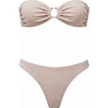 Aquella Ajurlu Simli Pudra Straplez Bikini Takım