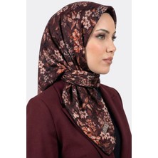 Hadiora Kadın Bordo Çiçek Desenli Organik Pamuk Soft Eşarp