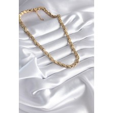 Youday Accessories 316L Çelik Gold Renk Lazer Kesim Arpa Zincir Model Kadın Kolye