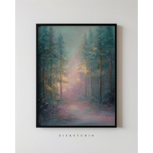 Ninastore Yumuşak, Atmosferik, Görkemli, Büyülü Orman Duvar Sanatı - Sakin Modern Dekor Için Rüya Gibi Orman