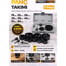 Freed Tools 11’li Panç Seti 19-64 mm Delik Açma Ucu | Dayanıklı Çelik Panç Takımı