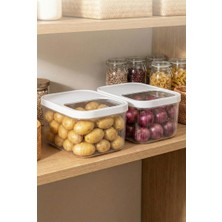 Bezos 2'li 12 Lt Multibox Beyaz Kayar Kapaklı Saklama Kabı & Erzak Kabı & Patates Soğan Kovası