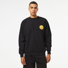 Market Smiley Vintage Wash Erkek Siyah Sweatshirt