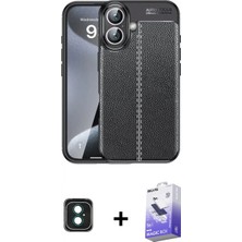 Pileli Store Pilelistore™ iPhone 16 Kılıf Doruk Klasik Özel Seri - Siyah Bilvis 5in1 5d Magic Hayalet Cam Ekran Koruyucu + Pvd Metal Kamera Lens - Yl