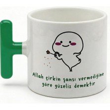 Desene Bak Komik Yazılı ve Sevimli Karakter Baskılı Seramik Hediye Kupa Bardak