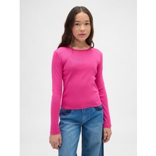 Gap Kız Çocuk Pembe Süslü T-Shirt