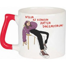 Desene Bak Komik Yazılı Kupa Bardak - 'az Konuş Zaten Dinlemiyorum' Tasarım Seramik Kahve Kupası