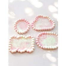 CHERIECHIC Home Bubble Oval Dekor Obje | Sunum Tabak | Mermer (Soft Kızıl Pembe)