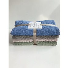 Savessa Efsun El Yüz 4'lü Havlu Seti Lila-Antrasit-Mavi-Yeşil, %100 Pamuk Ekstra Yumuşak Dokulu 50X100 cm