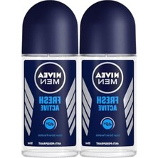 Aesco Men Fresh Active Erkek Roll On Deodorant 50 ml X2 Adet,48 Saat Anti-Perspirant Koruma