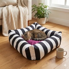 Nuvori P A R I S  Zebra Desenli Kedi Köpek Yatağı 50X50 cm Yıkanabilir Döşemelik Kumaş – Lux Renk Seçenekleriyle