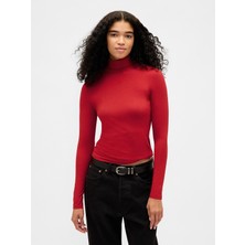 Gap Kadın Kırmızı Featherweight Turtleneck T-Shirt