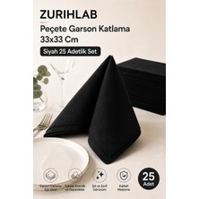 Zürih Ticaret ZURIHLAB Premium Siyah Garson Katlama Peçete 33X33 cm - 25'li Set – Restaurant & Cafe ve Misafir Sunum Peçetesi