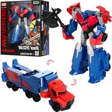 Aesco Giffy/oyuncak Metal Gövdeli 20 cm Araba ve Tıra Dönüşen Robot Optimus ve Bumblebee Model Dönüşen Robotlar Autobots (Kırmızı)