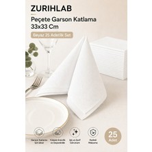 Zürih Ticaret ZURIHLAB Premium Beyaz Garson Katlama Peçete 33X33 cm - 25'li Set – Restaurant & Cafe ve Misafir Sunum Peçetesi