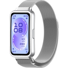 Sneezy Huawei Band 11 / 11 Pro Ile Uyumlu Manyetik Milanese Loop Metal Kordon