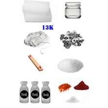 OEM 13K Mum Yapım Başlangıç Seti 1kg Parafin Kavanoz 3 Esans 3 Boya Fitiller Stearin Evde Mum Yapımı