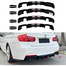Ramm Bmw F30 Arka Difüzör - Parlak Siyah - Ledli - F30 mt 2013-2019
