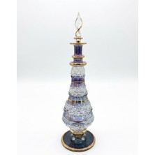 El Yapımı Lüks Kristal Cam Parfüm Şişesi - Altın Yaldızlı Dekoratif Vintage Obje