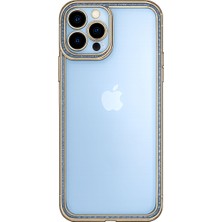 Akbix Accessory iPhone 13 Pro Uyumlu Mavi Taşlı Silikon Kılıf