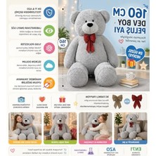 Aesco 160 cm Dev Pelüş,papyonlu Ayı,yumuşak ve Sevimli Büyük Boy Oyuncak Ayı,sarılmalık Ayı,papyonlu,sevgiliye Hediye Ayıcık, (Gri)