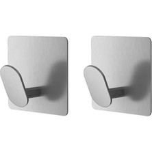 Aesco Yapışkanlı Paslanmaz Çelik Banyo Mutfak Eşya Havlu Vb Metal Askılık - AL5180 2 Adet (Gümüş)