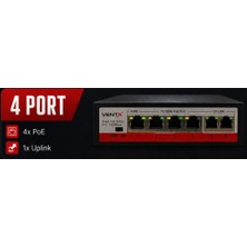 Ventx V-P42MM 4 Port 10/100 +2 Uplınk Poe Swıch