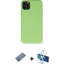 İlk El Grup Pilelistore™ iPhone 11 Pro Max Kılıf Ahenk Serisi - Siyah 3D Antistatik Cam Ekran Koruyucu + Shine Kamera Lens Koruma Cam - Mı