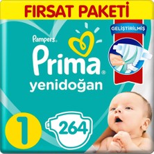 Prima 1 Beden Yenidoğan Aktif Bebek Bezi 44X6 264 Adet