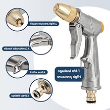 Aesco Bahçe El Duşu, Yüksek Basınçlı Bahçe Duşu/bahçe Püskürtme Tabancası, %100 Metal, Ayarlanabilir Su Akışı, Araç Yıkama, Temizlik Işleri ve Bahçe Sulama Için