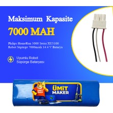 Ümit Maker Philips Homerun 5000 Serisi XU5100 Robot Süpürge 7000MAH 14.4 V Batarya – Orjinal Uyumlu Uzun Ömürlü, Yüksek Performans Pil