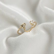 Lumina Zincir Sallantılı Kalp Model Gold Renk Kadın Yüzük