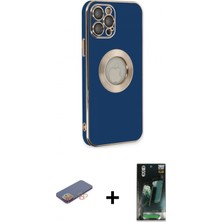 İlk El Grup Pilelistore™ iPhone 12 Pro Max Kılıf Iz Form Serisi - Şeffaf 360 Full Body Arka Koruyucu + Renkli Kamera Lens Koruma Cam - Tu