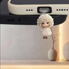 Mi7a Kıvırcık Kız Figürlü Telefon Charmı (Lighting (Iphone) Uyumlu Şarj Soketi Tıpası)