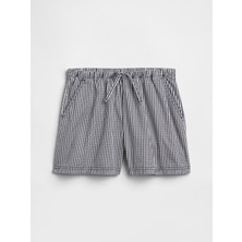 Gap Kız Çocuk Lacivert Relaxed Pull-On Keten Karışım Şort