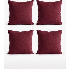 Bercem Home Lüks Kadife Bordo Dekoratif Kırlent Seti (4'lü) - Yumuşak Dokulu Yastık Kılıfı
