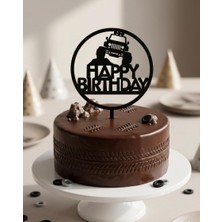Hediyebigi Doğum Günü Pasta Süsü Dağ Jeep Jip Temalı Happybirtday 12X17 Ölçülerinde
